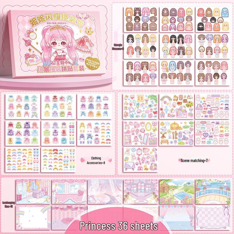 Набор наклеек для переодевания принцессы Нини: Блестящее шоу переодеваний и подарочная открытка для девочек