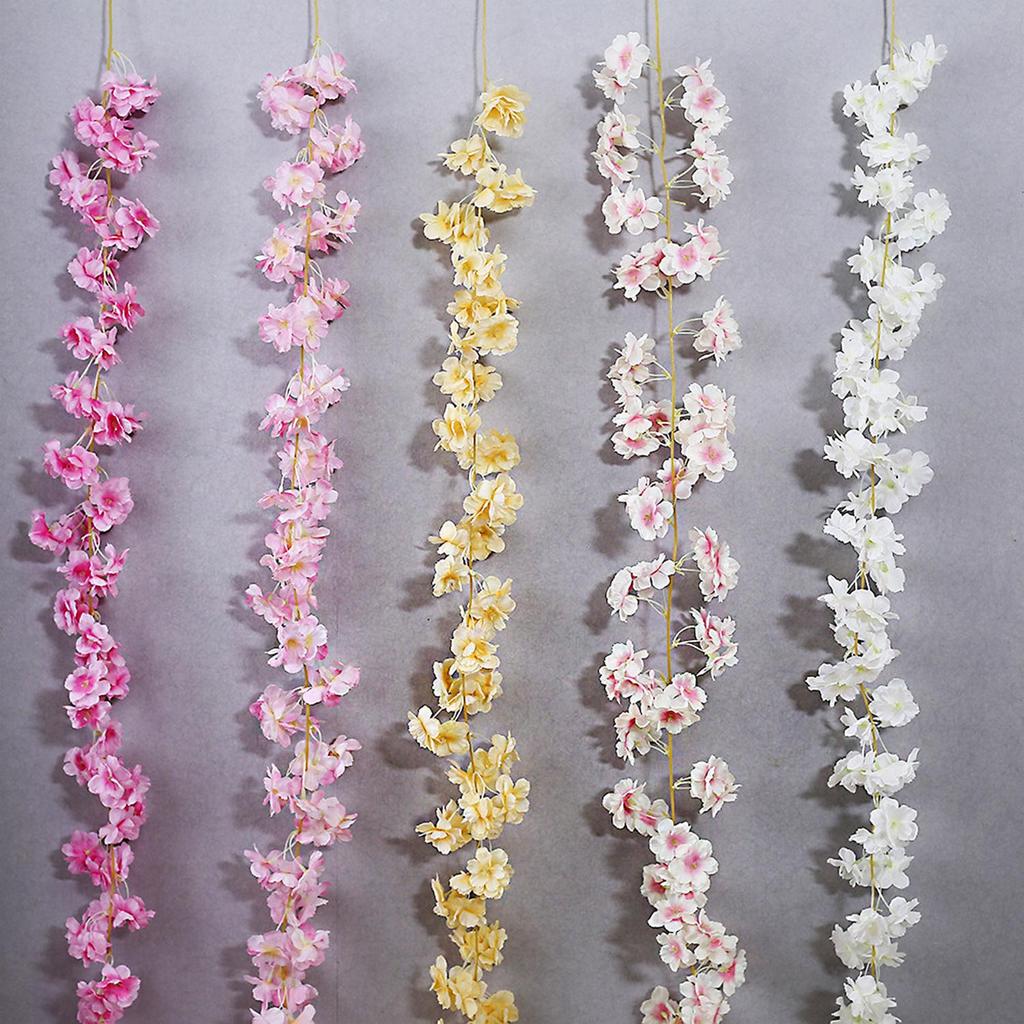 1pc Artificial Peach Blossom Decorative Flower Vine Fake Flower Vine Cover Flower Vine Tree Cherry Blossom Vine Flower Vine Holiday Party Party Gifts