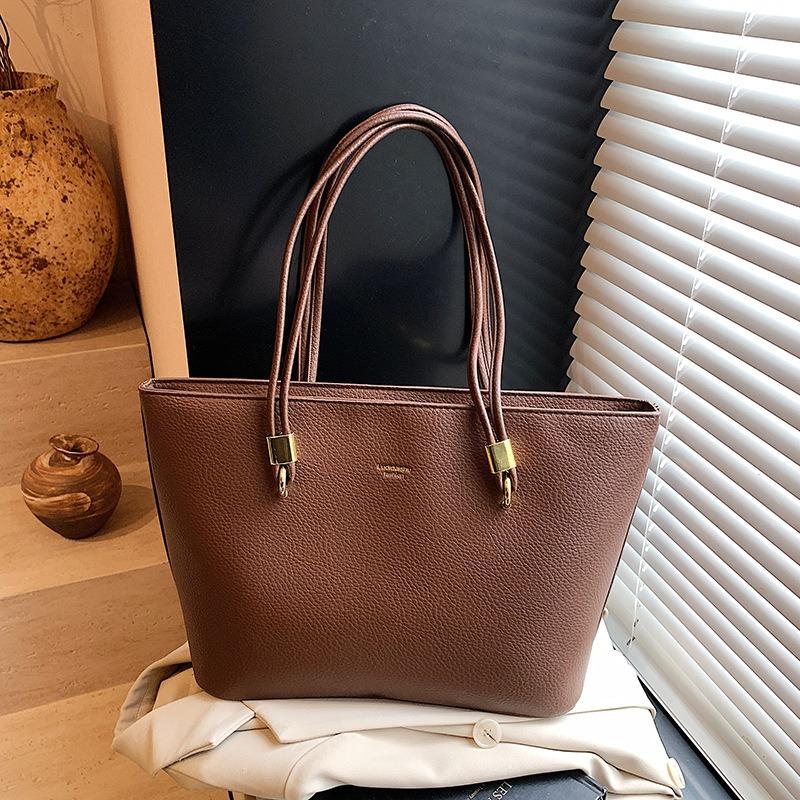 Retro simple handbag large capacity casual versatile texture tote bag niche versatile underarm shoulder bag
