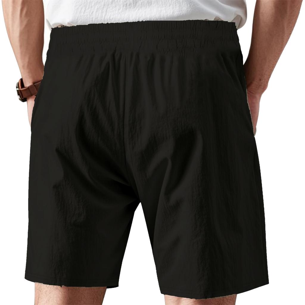 Men's -color Casual Cotton-linen Loose Five-inch Shorts