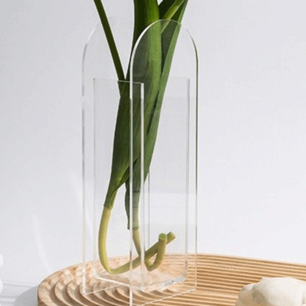 Transparent Acrylic Vase Geometric Flower Container Minimalist Flower Vase  Tabletop Decoration