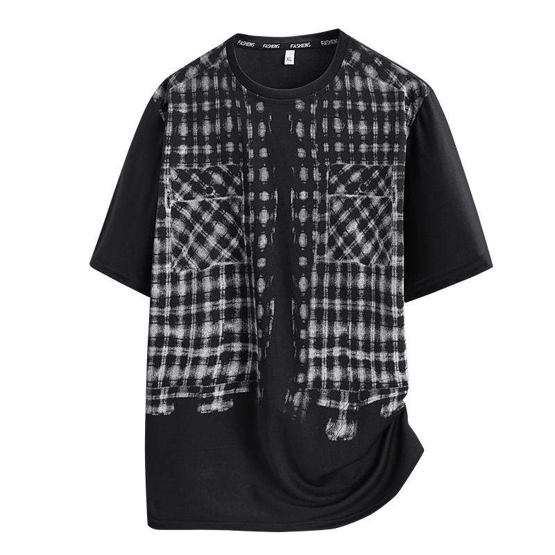 Dmao Short sleeved T-shirt men s summer casual loose half sleeved T-shirt men s breathable T-shirt 2XL чёрный