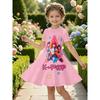Kleines Mädchen Niedlicher Anime Cartoon Print Rundhalsausschnitt Kurzarm A-Linie Kinder Sommer Ausgestelltes Schwingkleid