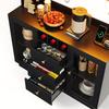 Kitchen Cabinet Tall Storage with LED Lights, Pantry with 3 Drawers and 4 Storage Cabinets, Display for Living Room and Dining Room, 120 × 40 × 170 Cm