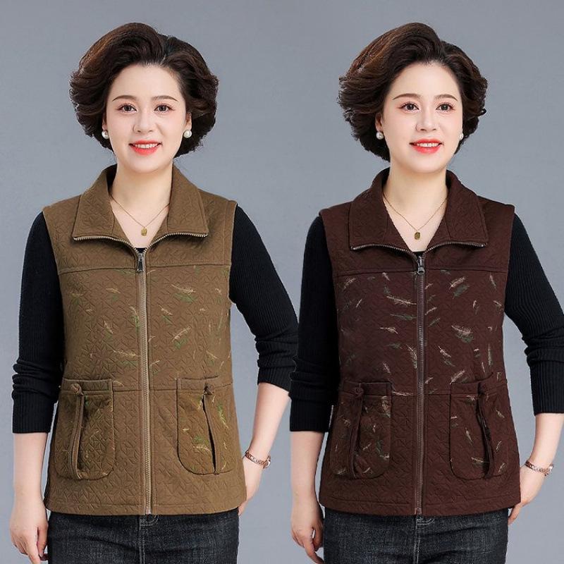 Chic Spring/Autumn Casual Shawl Vest for Middle-Aged and Elderly Women - Loose Slimming Lightweight Jacket.