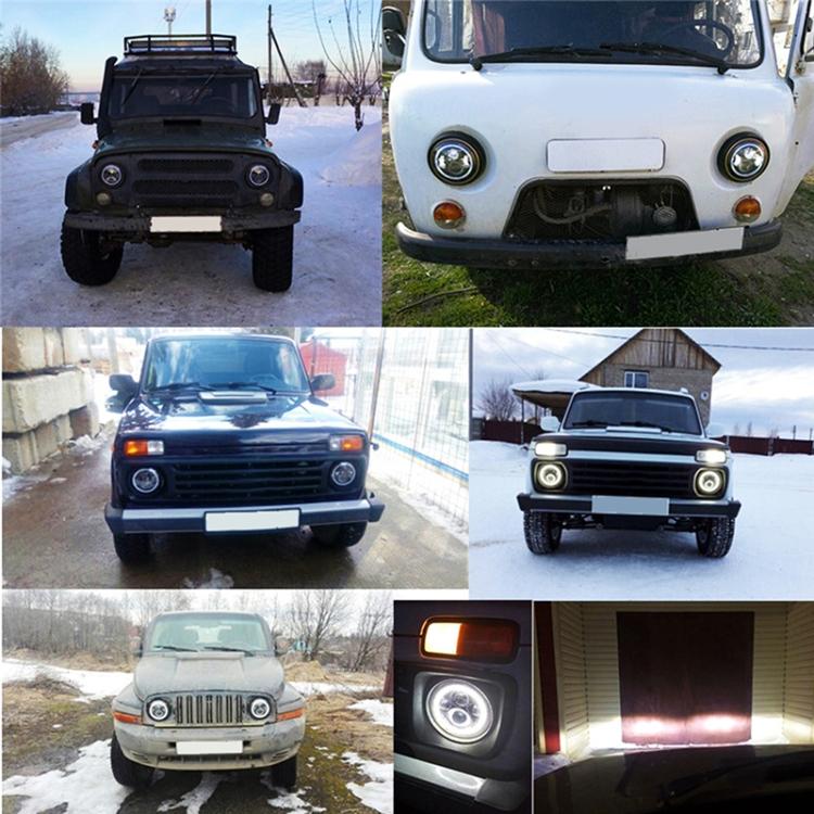 2 PCS 7 Inch IP68 Waterproof 6500K 75W LED Headlight Hi/Lo Beam Driving Lamp for Jeep Wrangler JK TJ LJ