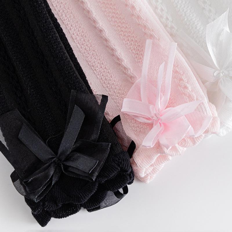 Summer Girls Over Knee High Socks For Kids Children Bowknot Mesh Breathable Long Tall Japanese Style Princess Socks