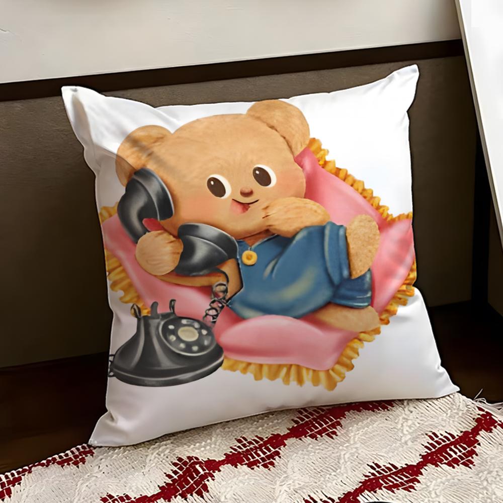 Cartoon BButter BBear Cushion Cover Reversible Soft Durable Pillow Cover Home Car MultiScene Use for Daily Comfort
