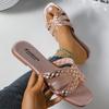 Hausschuhe aus Vollleder für Damen Schuhe Flache Sandalen Peep Toe Damen Lässige Pantoletten Weibliche Strandhausschuhe Flache Schuhe