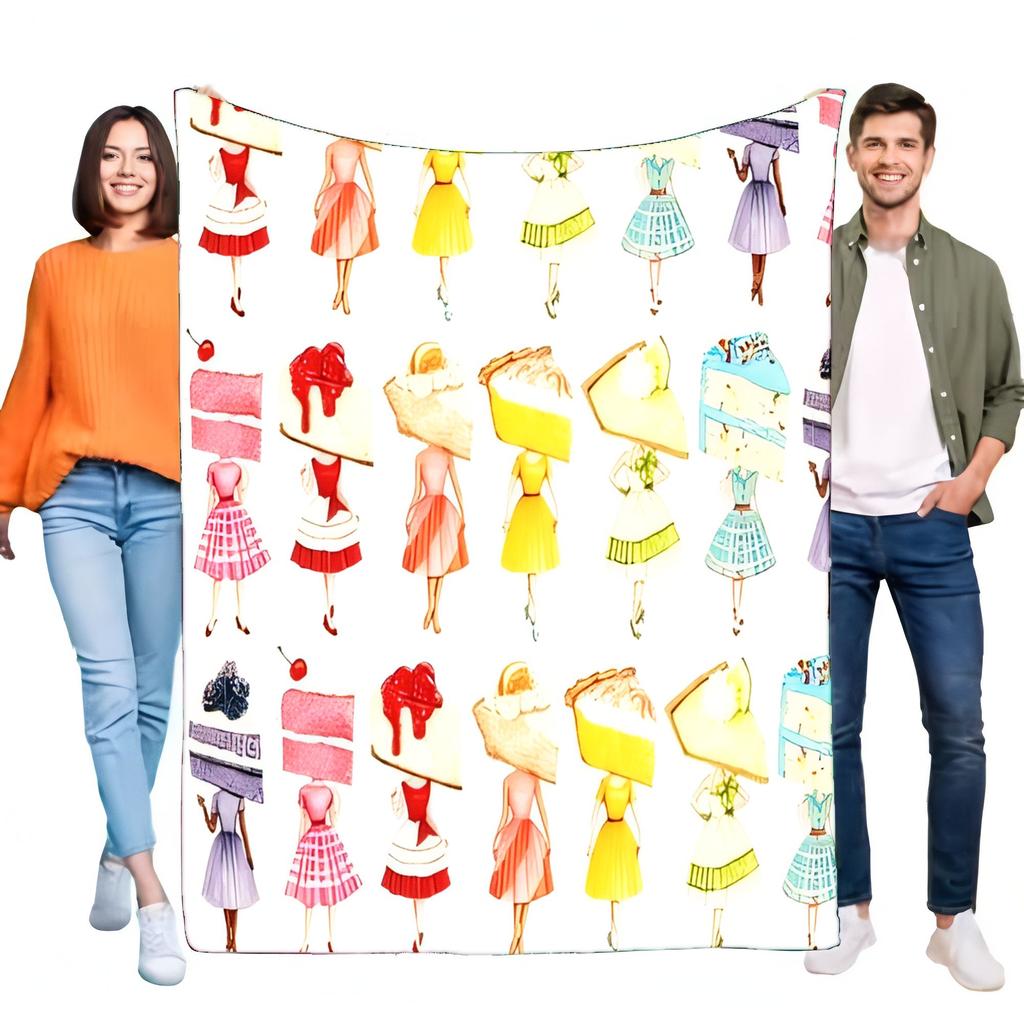 Fashionable Dress Pattern Blanket Soft Cozy Throw for Home Sofa Bed Decor Lightweight Stylish Gift for Fashion Lovers Ideal fo