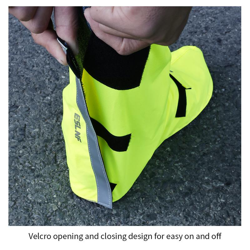 ESLNF Windproof Waterproof Shoe Covers High Visibility Reflective Anti-Slip Reusable Overshoes for Motorcycle Cycling
