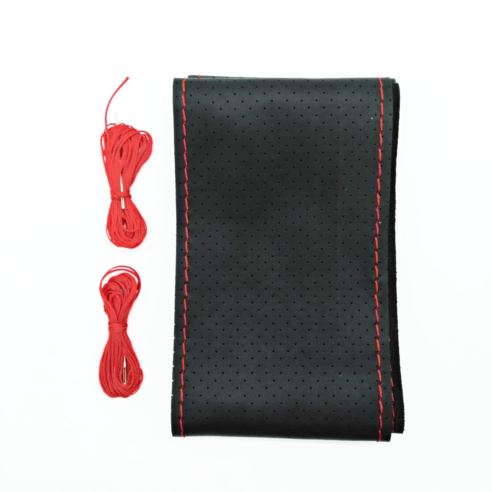 

COZENTA Оплетка на руль Натуральная кожа Плетеная 38 см (Черный Красный Перфорация) Punching красный