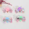 4Pcs PVC Bow Hair Clip Candy Barrette Baby Stars Filled Cute Kawaii Waterproof Hairpins For Girls Children Kids Hair Accessories