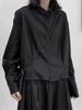 Women's Dark Style Pleated Wool Shirt: Slimming, Loose, Short, Long-Sleeved Japanese Design for Autumn & Winter
