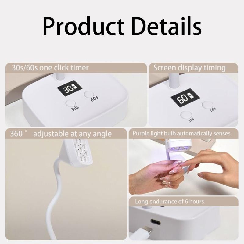 Nail Lamp for Gels Nails Rechargeable Nail Lamp Flexible Nail Light 27w Nail Lamp Nail Dryer Manicures Lamp