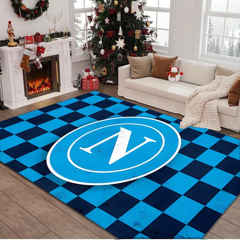 1PC Rug Electric Blue Napoli Logo Carpet, Chair Rug,Area Rug for Office Bedroom Living Rooms Bedroom, Doormat Decor Christmas Fan Gifts