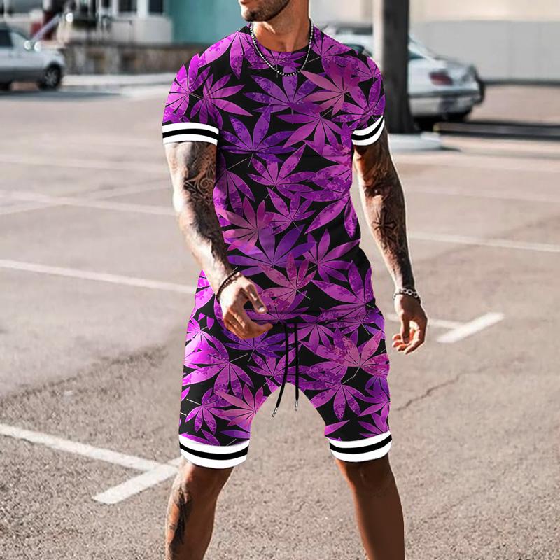 Ținute scurte pentru bărbați cu imprimare 3D Trening sport Set 2 piese pentru bărbați Montaj de vară Bărbați Pânză Tricouri cu mânecă scurtă pentru bărbați Set pantaloni scurți