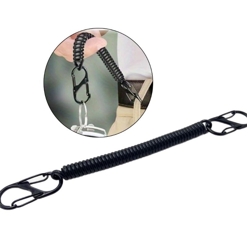 Fishing Lanyards Retractable Coiled Tethers with Carabiner Spring Elastics Rope Boating Fishing Rope Retention Rope