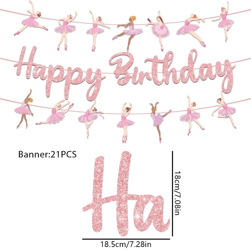 Paper Material Ballet Birthday Banner Pink Color Ballet Theme Set  Birthday Party