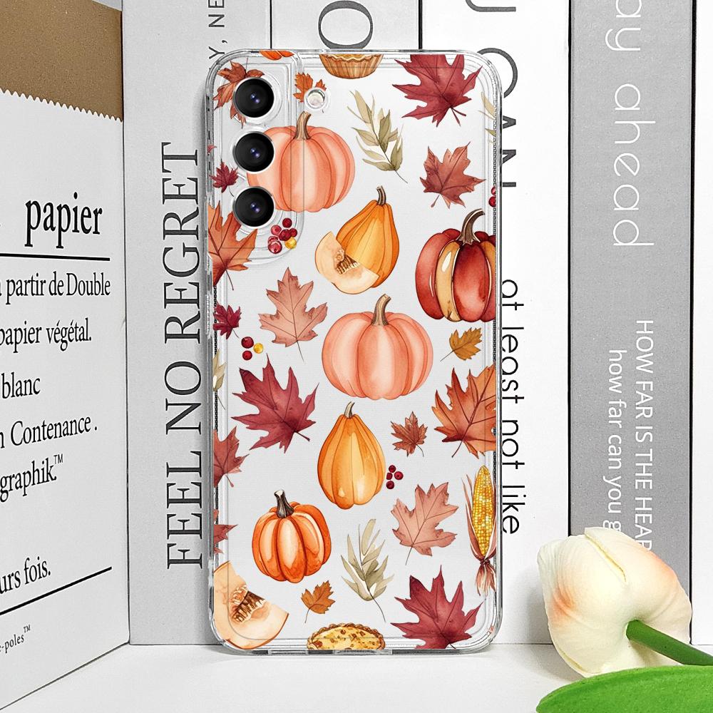 Cartoon Autumn Pumpkin Fall Maple Leaf Halloween Phone Case for Samsung Galaxy A55 A54 A53 A14 A16 A36 A35 A13 15 A25 Soft Cover