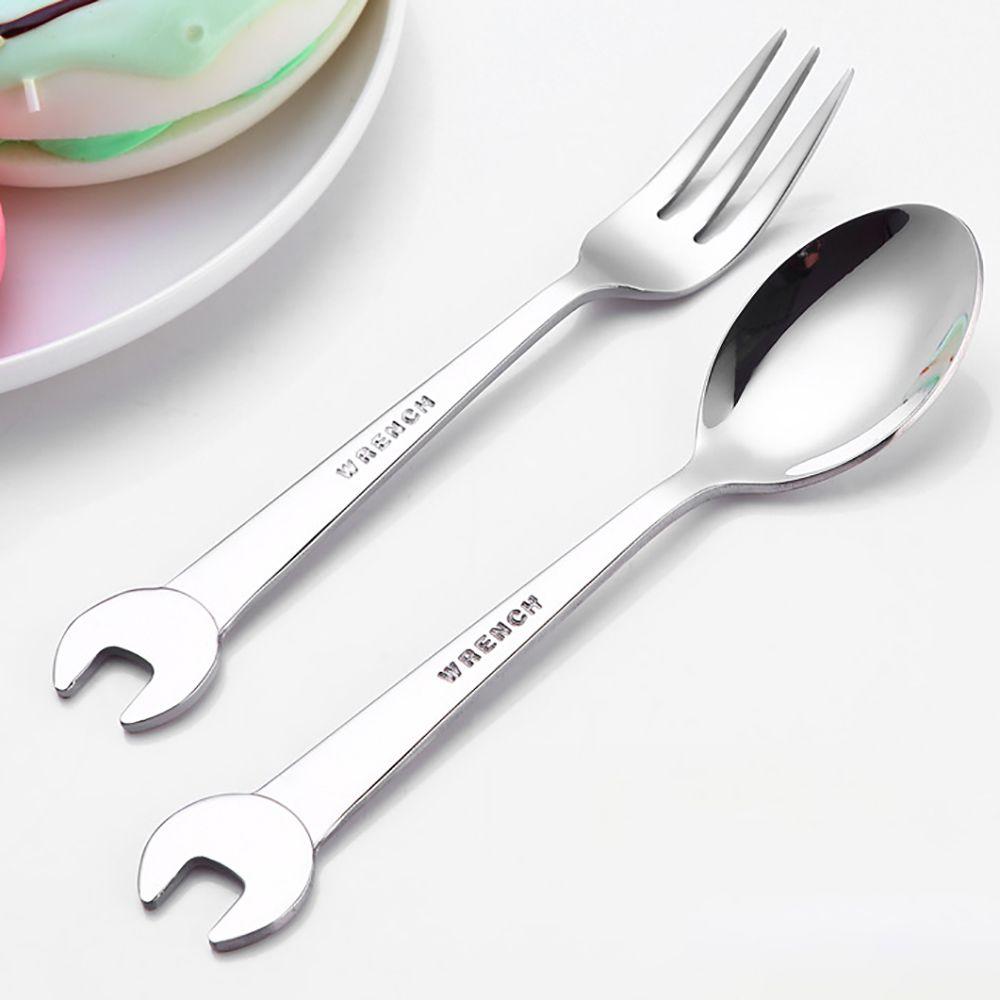 Stainless Steel Wrench Shape Smooth Edge Kitchen Accessories Home Cutlery Tableware Dinner Spoon