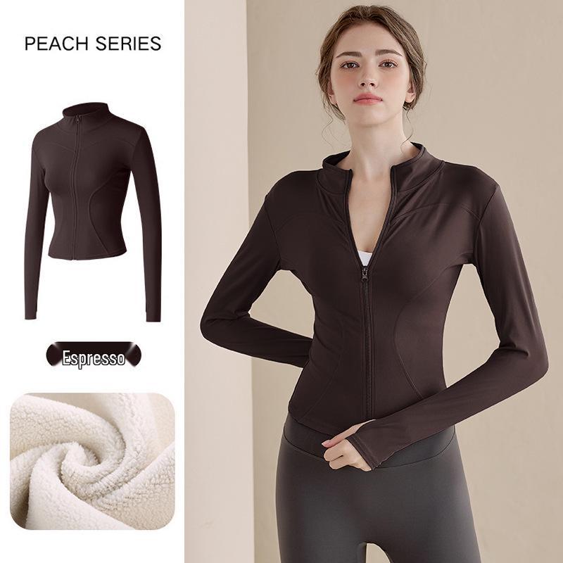 2025 Women's Velvet Winter Yoga Cardigan: Stand Collar, Zipper Sportswear, Warm Running Top