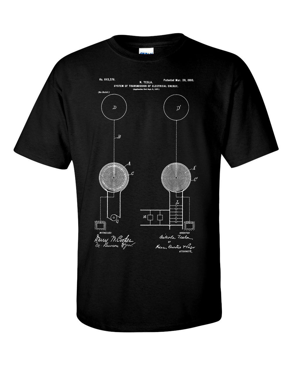Nikola Tesla System of transmission of electrical energy Wireless T-shirt XXXXL