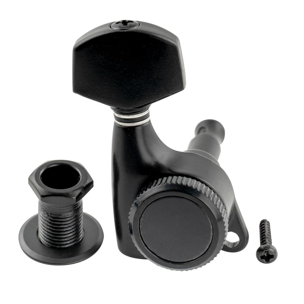 Musiclily Pro Locking Tuners for ST Telecaster Electric Black Hex Buttons 6-String Strat/TL Guitars,