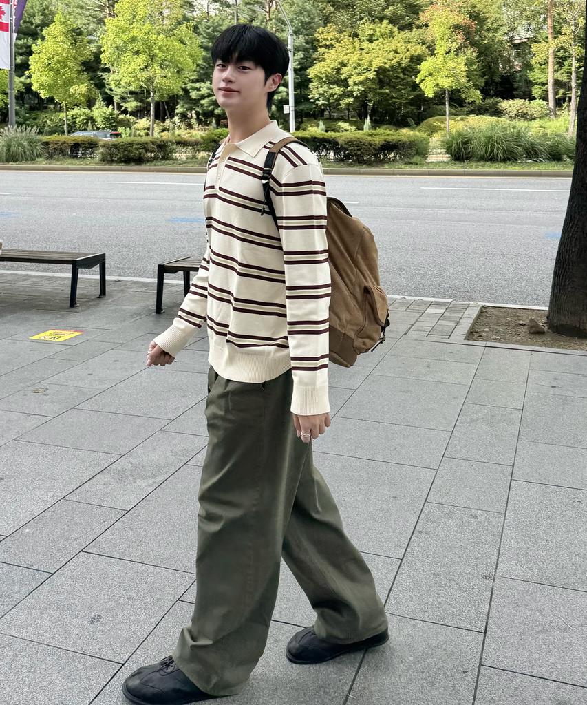 MINDBRIDGE [Couture] Multi-Stripe Collar Semi-Oversized Knit - 2 Colors