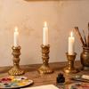 French Style Candle Holder Vintage Taper Holder, Nostalgic Resin Candlestick Decorative Soft Decoration Accessories Stand for Wedding Party