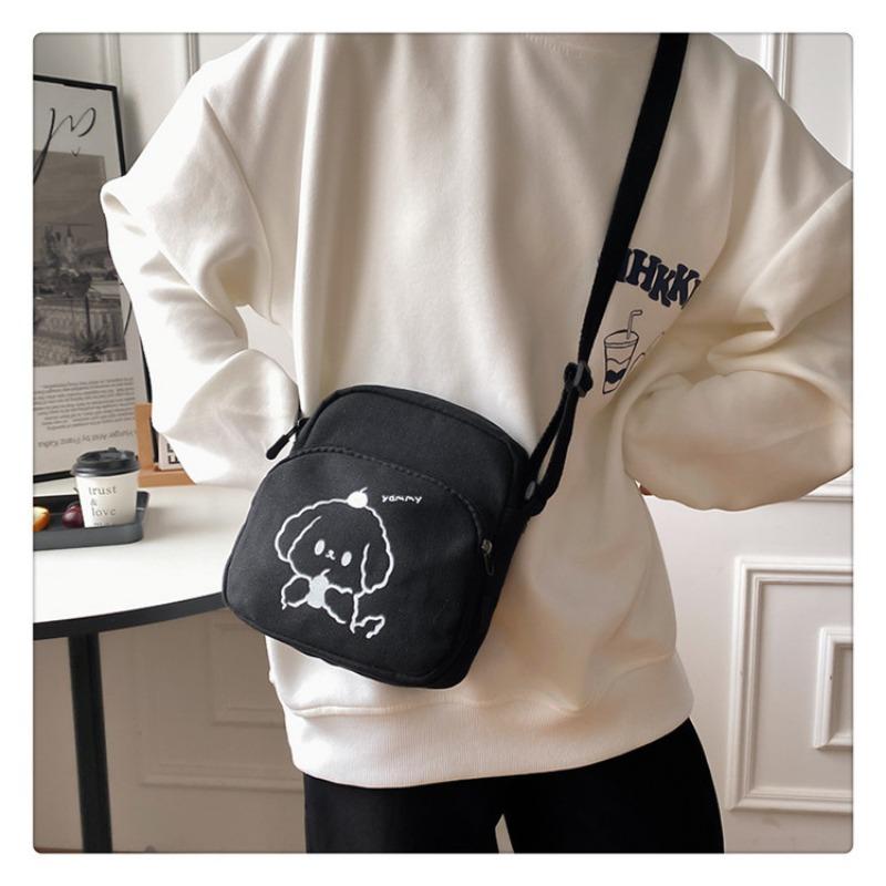 Japonský Harajuku styl kreslená plátěná taška korejská minimalistická crossbody peněženka pro studenty