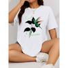 European Size 1pc Women'S Comfort Colors T-Shirt - White Short Sleeve Round Neck Casual Top with Hummingbird & "Trust The Process" Graphic Print
