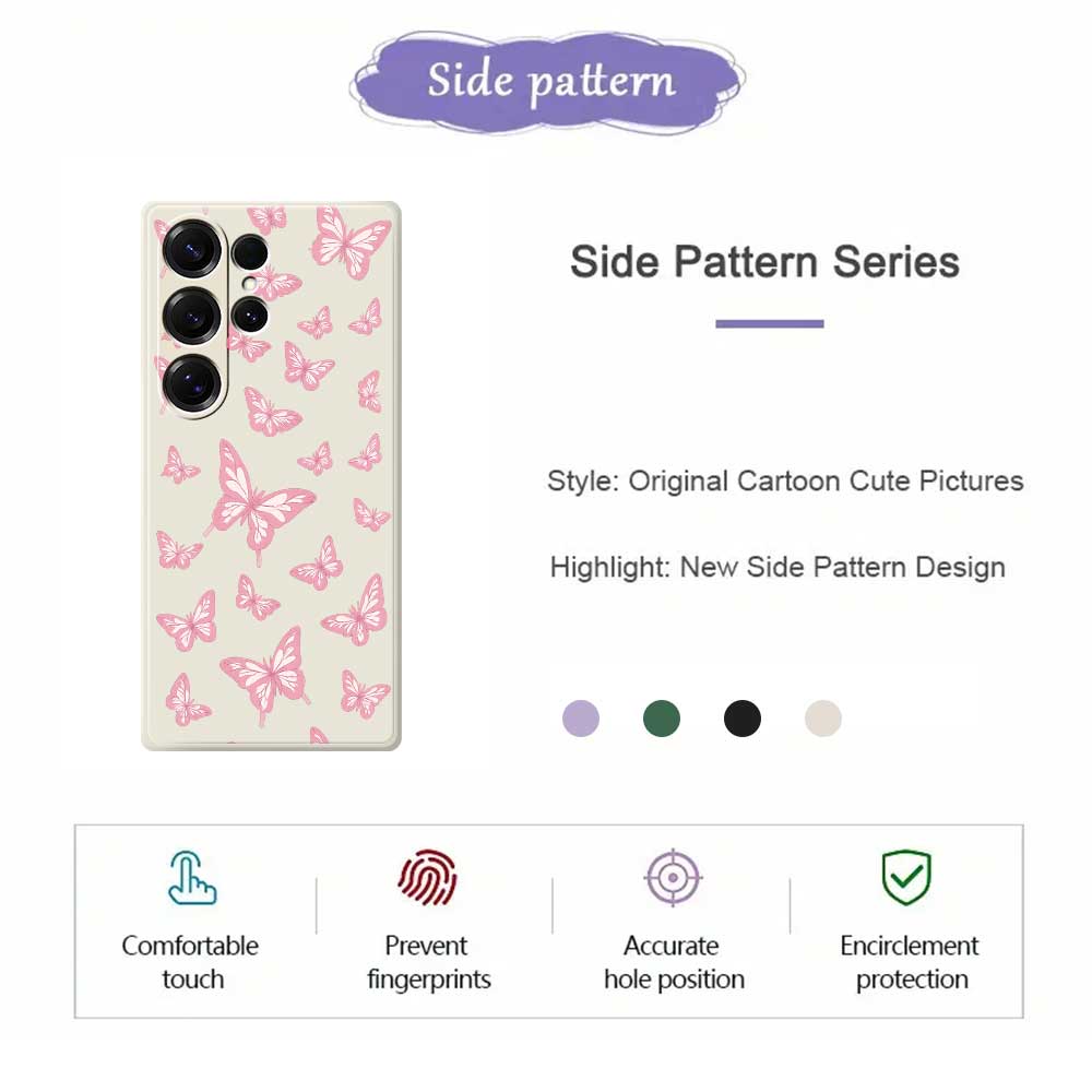 For Samsung Galaxy S25 Ultra Case Pink Butterflies Pattern Printing Straight Edge TPU Phone Back Cover
