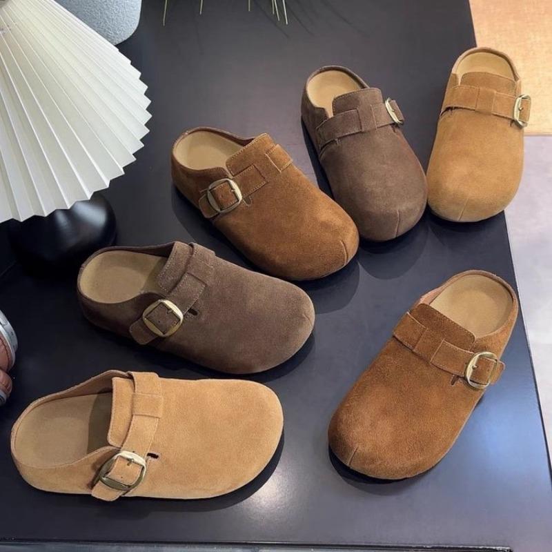 Thick bottom inner height increase female bag head half slippers outer wear new autumn one pedal lazy