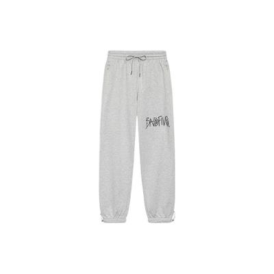 LiNing Solid Color Logo Letter Casual Cuffed Loose Knit Sports Pants Men Pants Gray AKLS371-3