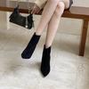 2025 Autumn and Winter New European and American Pointed Thick Heel High Heel Temperament French Fashion Suede Sexy Beautiful Women Short Boots