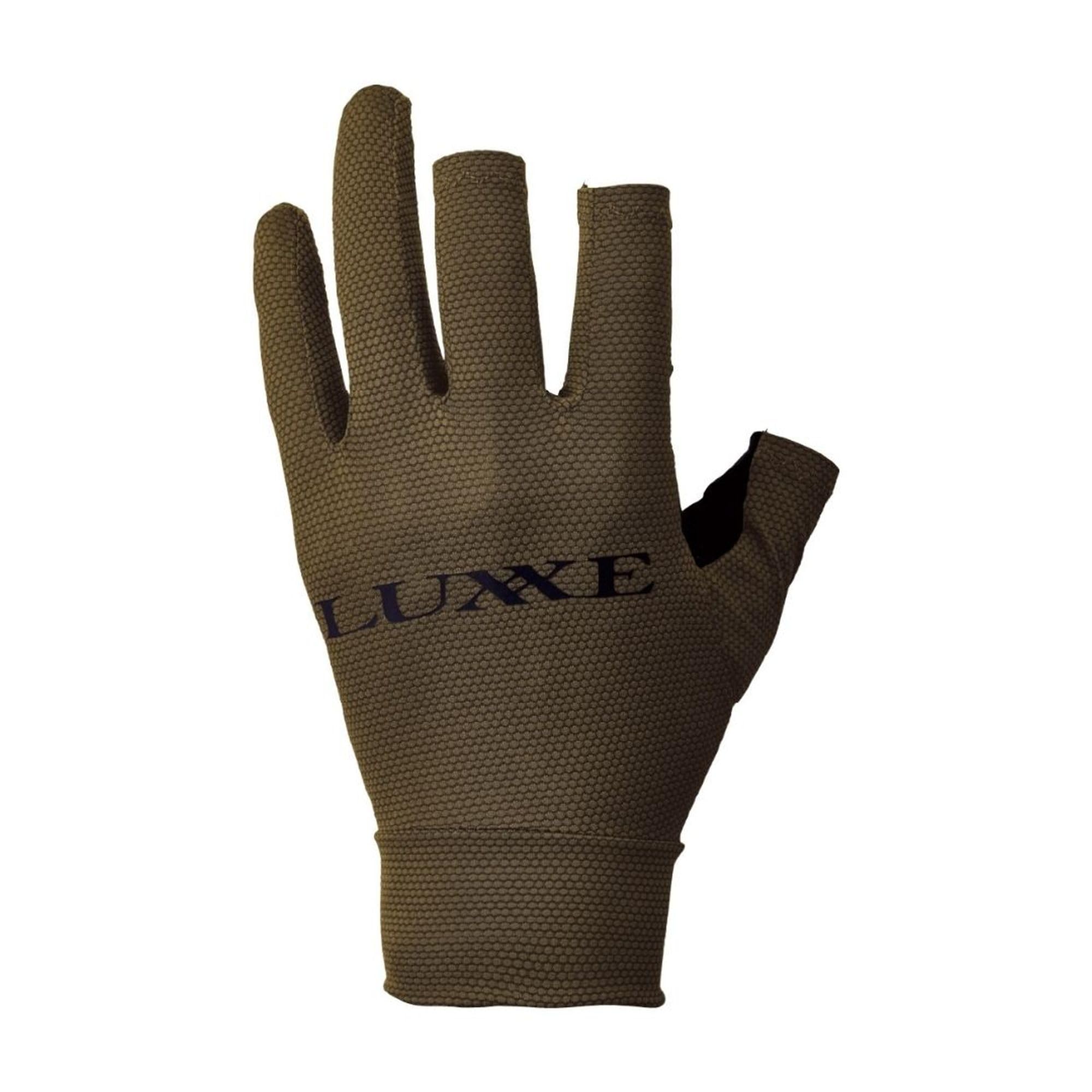 Перчатки Gamakatsu Luxe TEOTECT Cut Gloves Mud LE7003 с 3 пальцами #2 Оливковые, Большие,