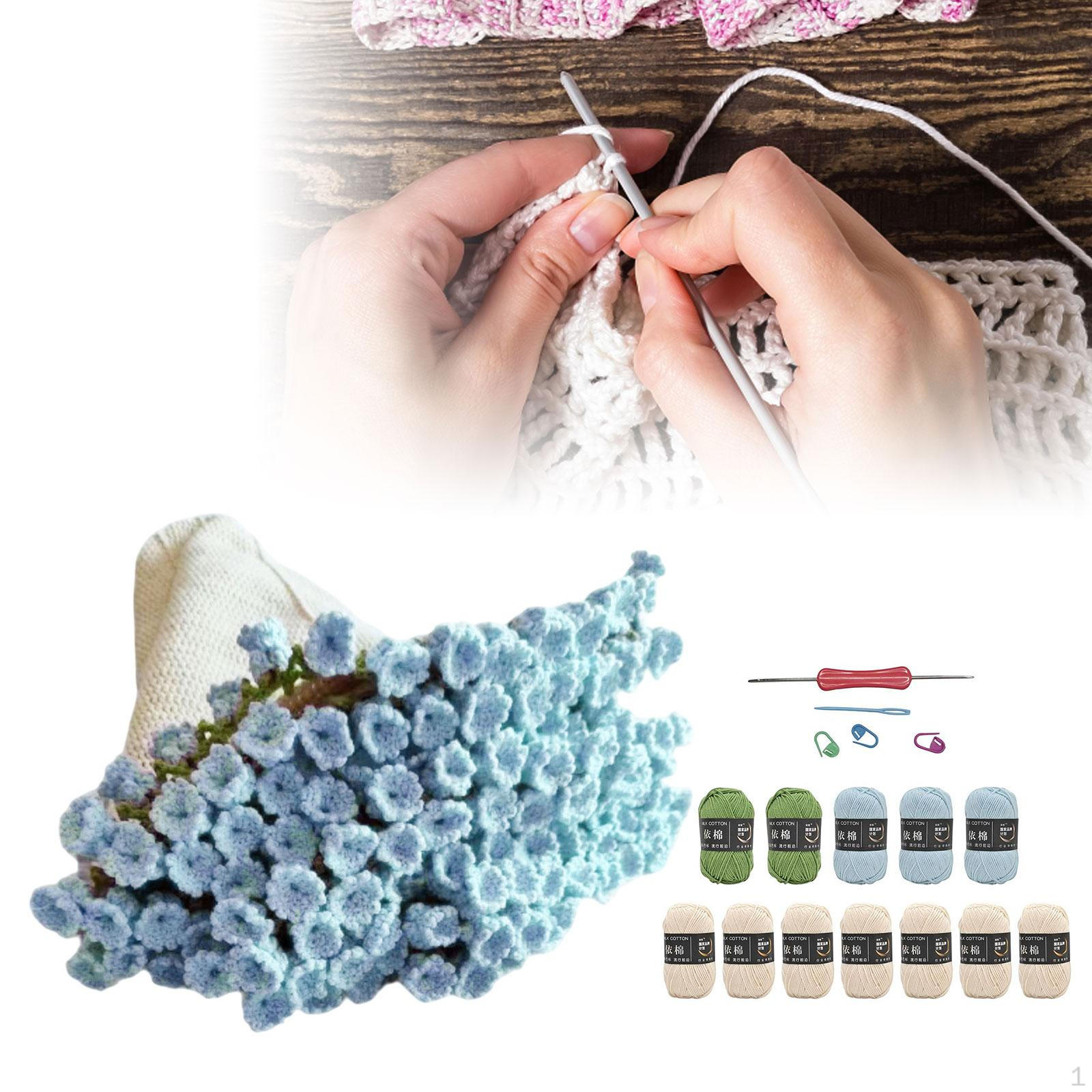 

Bouquet Blanket Crochet Kit Craft Knitting Starter DIY for Present Blue