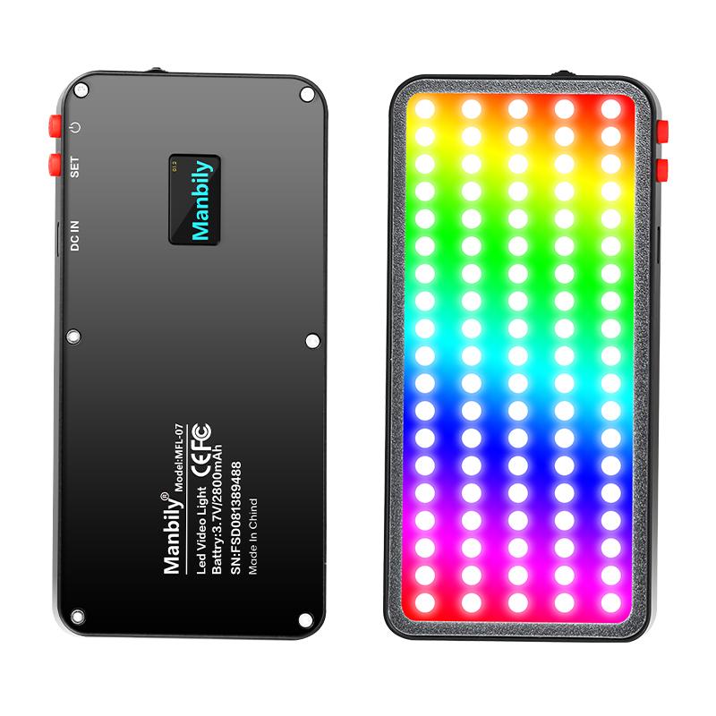 

Manbily MFL-07 Portable RGB LED Video Light Fill Light 8W Dimmable 3000K-6500K with OLED Screen for Photography