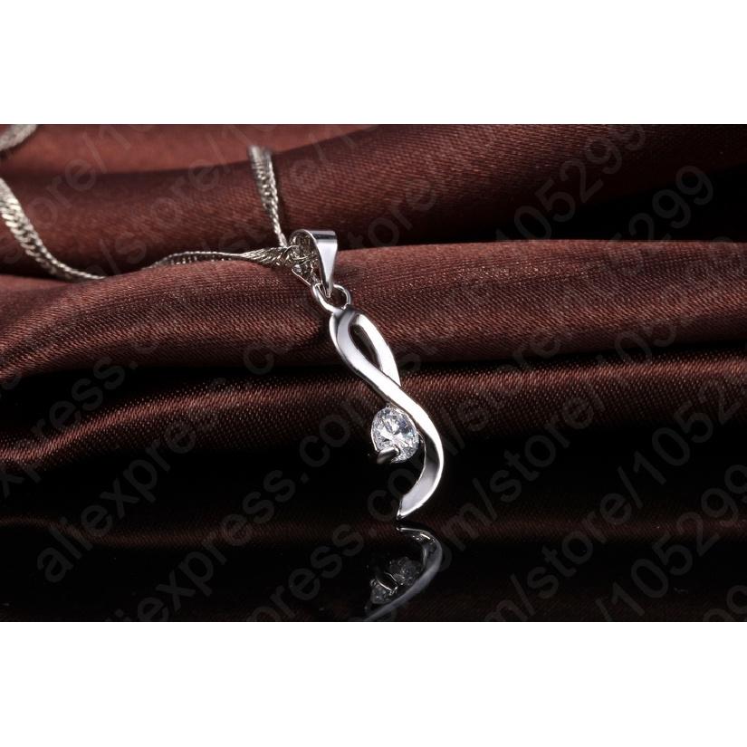 Elegant Woman 925 Sterling Silver Jewelry Clear CZ Fashion Design Pendant Necklace Woman Drop Earring Wedding Set With Box