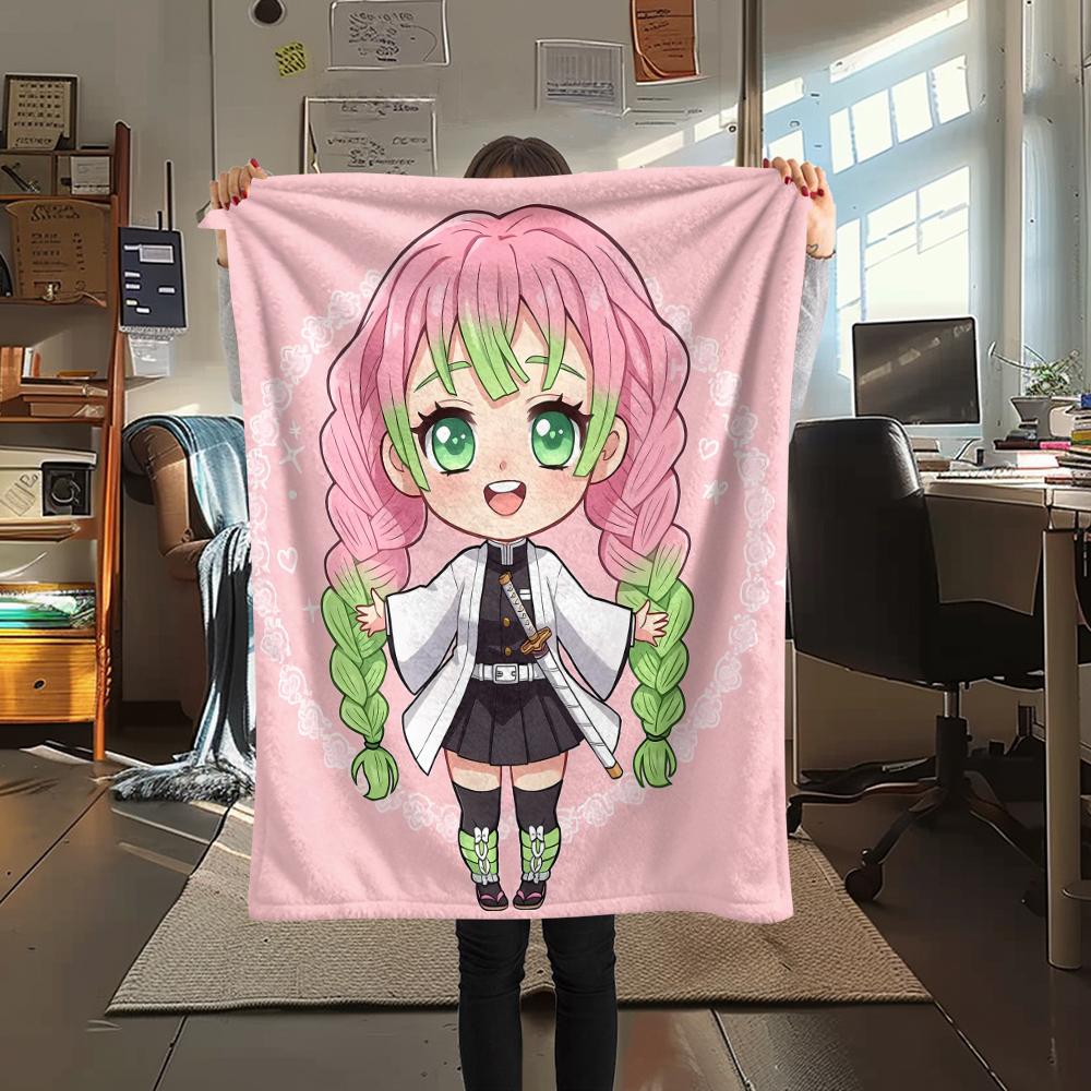 1PC Demon Slayer Print Flannel Blanket, High Quality All Seasons, Home Decor, Warmth and Comfort, Perfect for Christmas Gifts