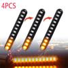 4 X Sequential Flowing Motorcycle 12 LED Mini Strips Turn Signal Light Amber 12V