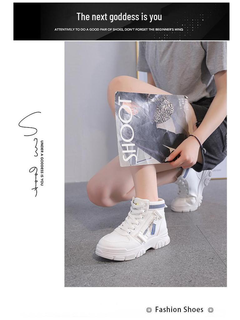 Women's High-Top White Sneakers - 2025 Korean Trend, All-Match, Autumn Style QR522