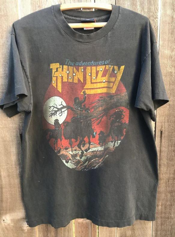 1981 Thin Lizzy The Adventures Of Thin Lizzy Charcoal Unisex T shirt KH18040 Unisex T-Shirt XXL