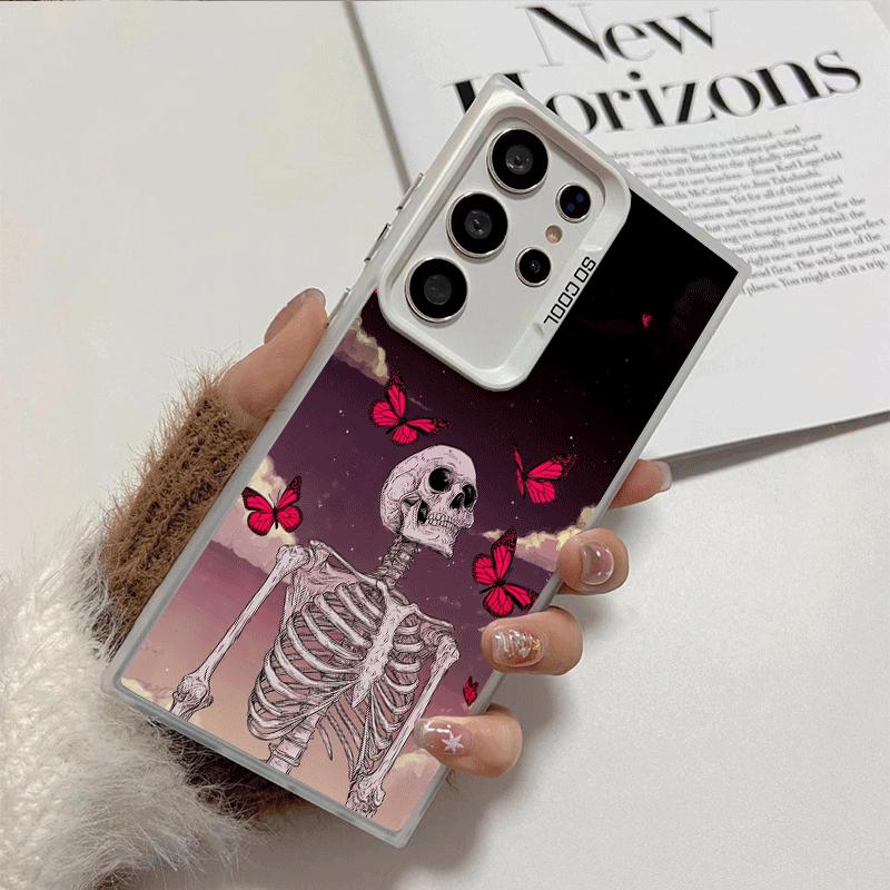 Floral Skull Flower Skeleton Shockproof Phone Case for Samsung Galaxy S26 Edge S25 Ultra S24 FE S23 Plus S21 Cover Anti Fall Fun