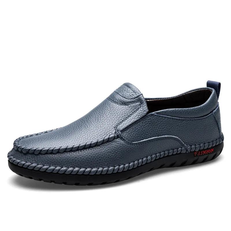 

2025 Туфли из натуральной кожи Мягкие лоферы Плоские Коровья кожа Обувь для вождения Бренд Мужская повседневная обувь Мужская обувь Черный Синий D273 44 синий
