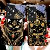 Schwarze Goldkatze für Oppo A79 5G 58 78 74 60 4G Reno 11F Realme GT 6 11 Note 50 10 C55 X2 Hartglas Schwarze Handyhülle
