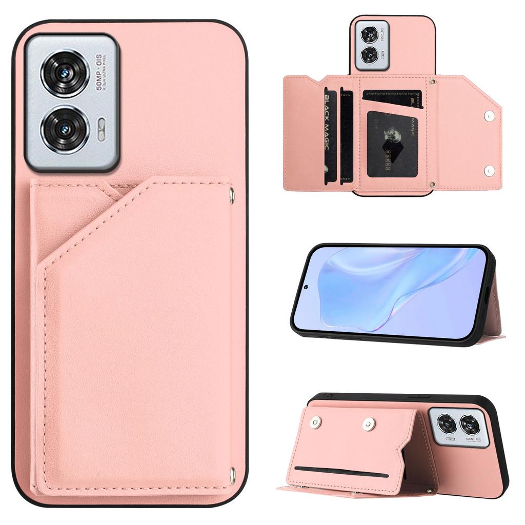 For Motorola Edge 50 Fusion 5G Etui Kortholder Støtte Skin-Touch Telefondeksel med Håndleddsstropp