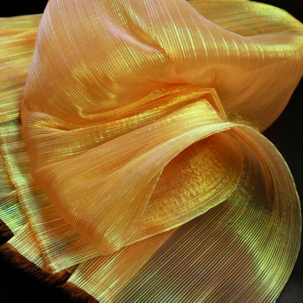 

150CM Wide Organza Fabric DIY Ruffled Gauze New Mermaid Pleated Fabric Background Stage Decoration помаранчевий