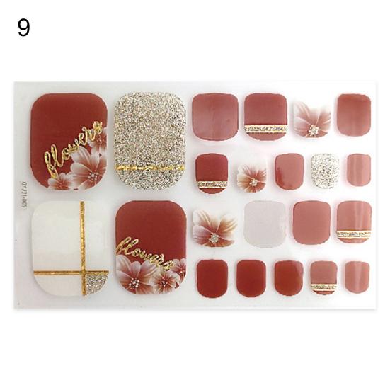 1 Set Nails Stickers Anti-scratch Breathable Eye-catching Fashionable Women Manicure Toenail Wraps Stickers for Girl